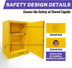 36 Gallon Yellow Flammable Storage Cabinet, Fireproof Steel Chemical Storage Locker with Adjustable Shelves, for Flammable Liquids, Industrial Use, Free Returns!