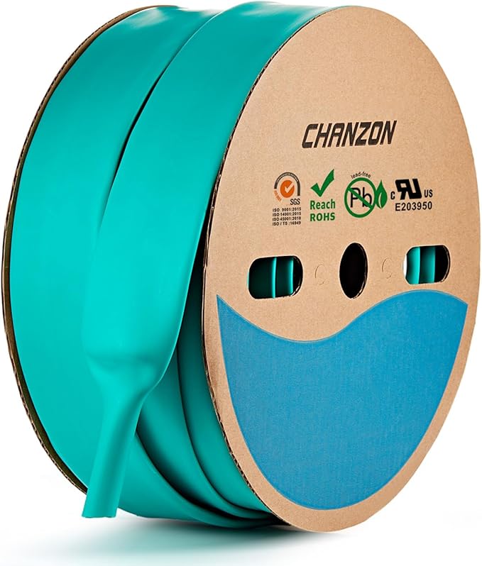 Chanzon Marine Grade 1-1/4" (30mm) Green Heat Shrink Tube - 3:1 Ratio, 80ft Roll, Waterproof, Adhesive Lined for Electrical Cords, 25M 1pcs