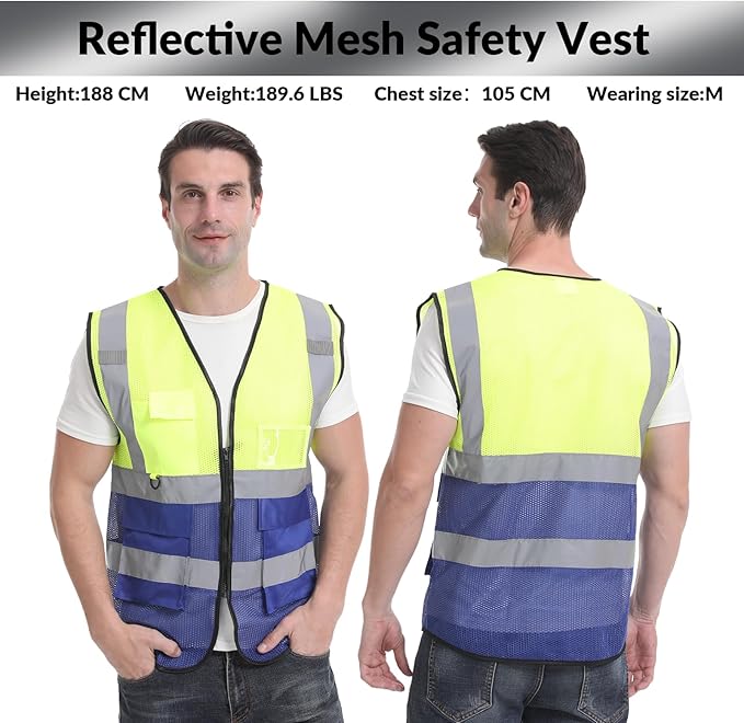 BeautyWill Custom Safety Vest Logo Class 2 High Visibility Reflevtive Vest Outdoor Protective Workwear