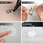 Clear Thermal Labels Vinyl 1.5 Inch Self-Adhesive Round Stickers Circle Roll Waterproof Printer Decals Package Seal for QR Code Envelope Office Retail Home 300 PCS