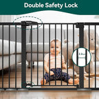 BABELIO 36" Tall Baby Gate, PressGuard P7, 29-55" Auto Close Pressure Mounted Dog Gate for Doorways & Hallway, Basics Easy Walk Thru Pet Gate, Extra Wide Metal Child Gate, Black