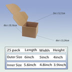 6x5x4 inch Shipping Boxes Pack of 25, Brown Corrugated Cardboard Box Mailer Boxes for Packaging Small Business Shipping，Recyclable Moving Storage Mailing Boxes Bulk Book Literature Gift Giving