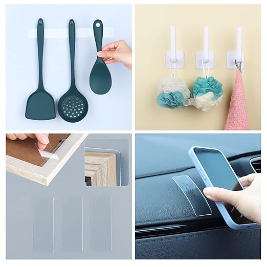 20PCS Double Sided Adhesive Pads for Mounting,Two Sided Pre-Cut Rectangle Tape, Sticky Tack Double Sided Tape for Walls Hanging, 2 Sided Nano Wall Mount Heavy Duty Removable Clear