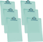 Acrimet Clipboard Letter Size A4 (13 3/8” x 9 7/16”) Premium Metal Clip with Side Rulers (Plastic) (Green Color) (6 Pack)