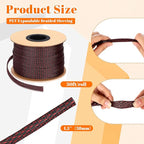 Pangda 1.5inchx50ft Wire Loom Pet Expandable Braided Sleeving Braided Sleeve for Tv, Computer, Home Theater(Black-Red)