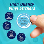 100 Custom Vinyl Stickers - Upload Your own Image, Text, Design, Logo - Personalized Logo Labels for Handmade, Packaging, Bottle, Jars, Candle, Brand Stickers (Blue Swirls, 1.5x1.5)