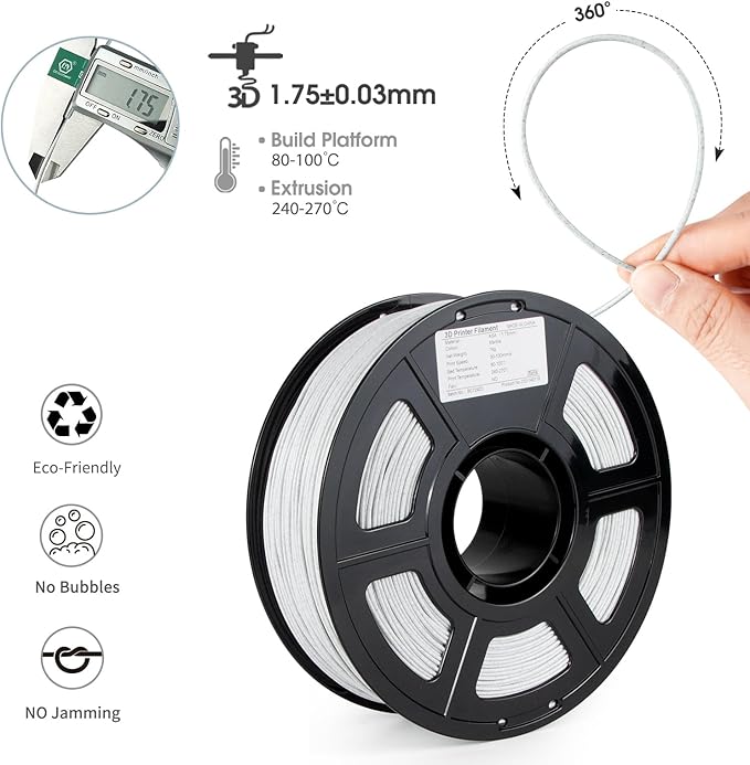 iSANMATE ASA Filament 1.75mm Marble 1KG, UV & Weather Resistant 3D Printer Filament Perfect for Outdoor Functional Parts, Dimensional Accuracy +/- 0.02mm, 1kg Spool (2.2lbs)