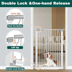 Fairy Baby 40.5" Extra Tall Baby Gate No Drill, 65.8"-72.2" Extra Wide Large Dog Gate, Pressure Mounted Walk Through Adjustable Tension Safety Gate, Auto Close Child Pet Gate for Stairs Doorway, White