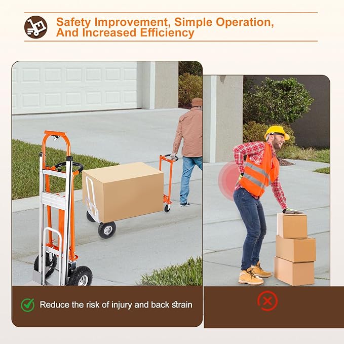 4-in-1 Convertible Hand Truck Dolly Cart, 770 lbs Heavy Duty Folding Hand Truck with 10" Solid Wheels, Aluminum Portable Dolly Hand Cart for Moving, Office, Home & Warehouse Use