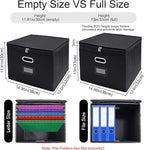 8 Pack Large File Organizer Boxes with Lids, Document Organizer Box with Mesh Pockets & Zippers for Letter/Legal Size Folders, Collapsible File Storage Box (Black, Without Folders)