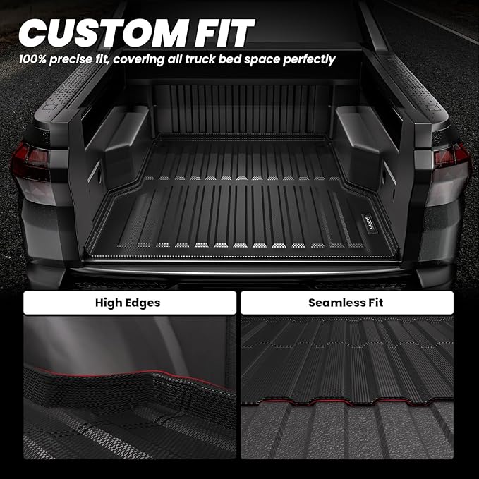 LASFIT Bed Mat for Hyundai Santa Cruz 2026 2025 2024 2023 2022 4.3FT (52.1inches), Custom Fit TPE All Weather Truck Bed Liner Pickup Trunk Bed Mat, Black