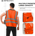 Reflective Safety vest With back plan pocket,High visibility Class 2 Heavy Duty Surveyor Vest with Zipper,Hi Vis Construction Work Vest for Men＆Women ANSI/ISEA(Orange-Bottom,XL)