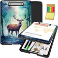 Clipboard with Storage,Office Supplies Nursing Clipboards Folder with Pen Holder Plastic Foldable Clip Board with Storage for Nurse Teacher,Watercolor Forest Deer