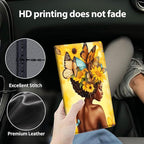 Car Registration and Insurance Holder, Leather Car Glove Box Organizer, Cool Car Accessories for ID, Driver's License Cards & Essential Document,business cards,Men&Women,African Butterflies Girl