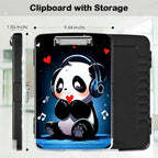 Clipboard with Storage,Office Supplies Nursing Clipboards Folder with Pen Holder Plastic Storage ClipBoard Foldable for Teacher Nurse,Cute Music Panda