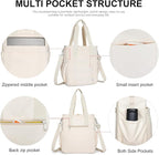 NOL Insulated Lunch Bag for Women, Large Spacious Lunch Tote Bag With Removable Adjustable Shoulder Strap with Multi Pockets,Leakproof Cooler Bag,Lightweight Nylon Waterproof Lunch Box For Work,Cream