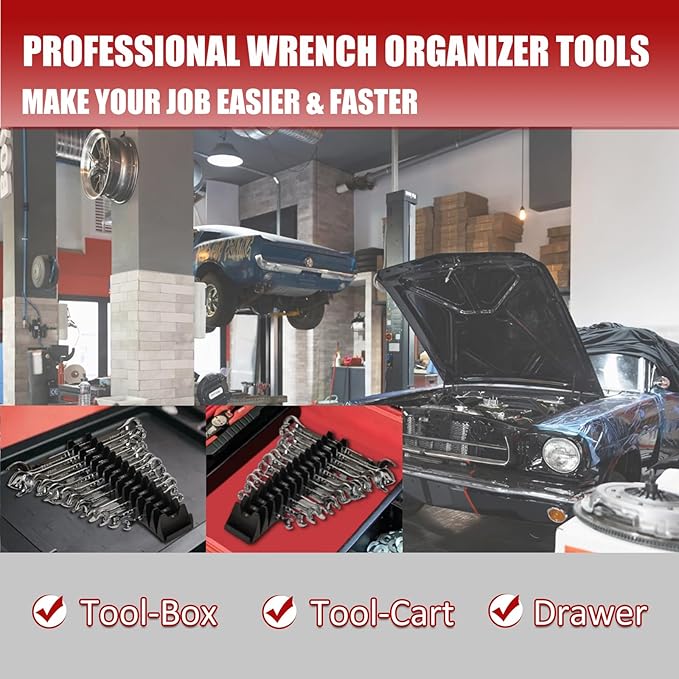 48PCS Magnetic Modular Wrench Organizer Wrench Holder - Wrenchs Tool Organizers for Tool Drawer Storage, Wrenchs Rack with Metric SAE Labels, Tool Storage Set Holder Festival for Mechanics