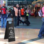 LEIFIDE 4 Pcs Stainless Steel Wet Floor Caution Sign Bulk 8.8 Pound Portable Foldable Handle Bilingual Safety Sign for Kitchen Restaurant Shop Commercial Use Avoid Fall and Slip Accident (Black)