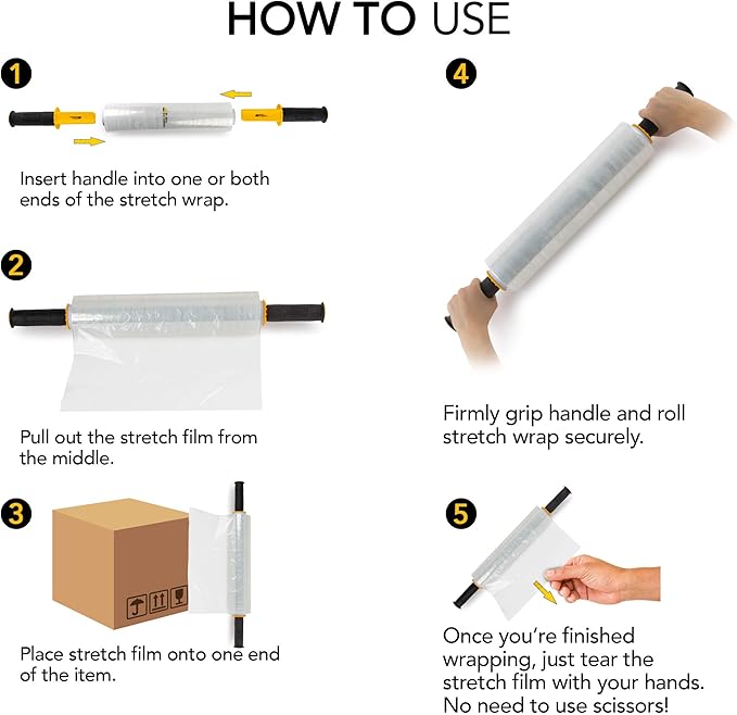 Modern Innovations 15 Inch Clear Stretch Wrap Roll with Handles (2 Rolls-2000 Feet) Heavy Duty Shrink Wrap for Moving, Packing Supplies for Wrapping Furniture, Industrial Plastic Pallet Cling