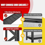Heavy Duty Garage Shelving Units,6000LBS Deep Storage Shelves,Adjustable Metal Shelves,Large Steel Storage Racks,Industrial Shelving for Shop,Warehouse,Basement (Black, 20" D*67" W*63" H, 3 tier)