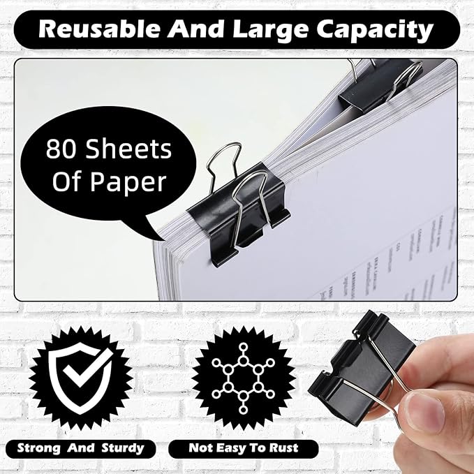 Yexiya 300 Pcs Medium Binder Clips Sturdy 1.25 Inch Clamps Bulk, Multi-use Clips for Christmas Light Support, Gutter C9 Roof Outdoor Light Hanging Helper