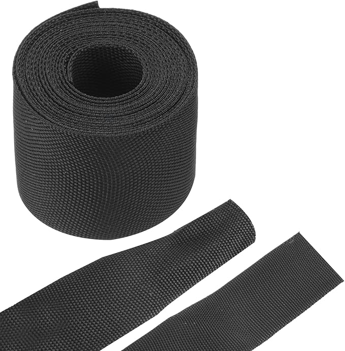 MECCANIXITY Braided Cable Sleeves Heat Shrinkable Fabric Sleeving, 2" 10ft Black 2:1 Ratio Heat Shrinkable Cord Protector for Harness Cable, Network Cable Protection, Cable Management
