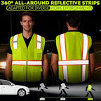 BeautyWill 10/20 Pack Custom Logo Safety Vest,Bulk High Visibility Class 2 Reflective Work Vests