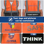 BeautyWill 10/20 Pack Custom Logo Safety Vest,Bulk High Visibility Class 2 Reflective Work Vests