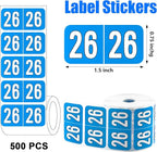 500 Pcs 2026 Year Stickers, Waterproof File Folder Labels, Self-Adhesive Rectangle Tabs for End Folders and Envelopes, Number Tabs, Office and Home Supplies (Blue)