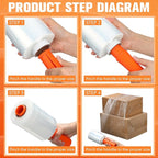Jutom 16 Pcs Stretch Wrap Roll Plastic Wrap for Moving with 2 Handles 5" x 1000 ft Packaging Shrink Film Self Adhering Shipping Supplies for Moving Furniture Pallet(Clear, Orange)