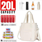 NOL Insulated Lunch Bag for Women, Large Spacious Lunch Tote Bag With Removable Adjustable Shoulder Strap with Multi Pockets,Leakproof Cooler Bag,Lightweight Nylon Waterproof Lunch Box For Work,Cream