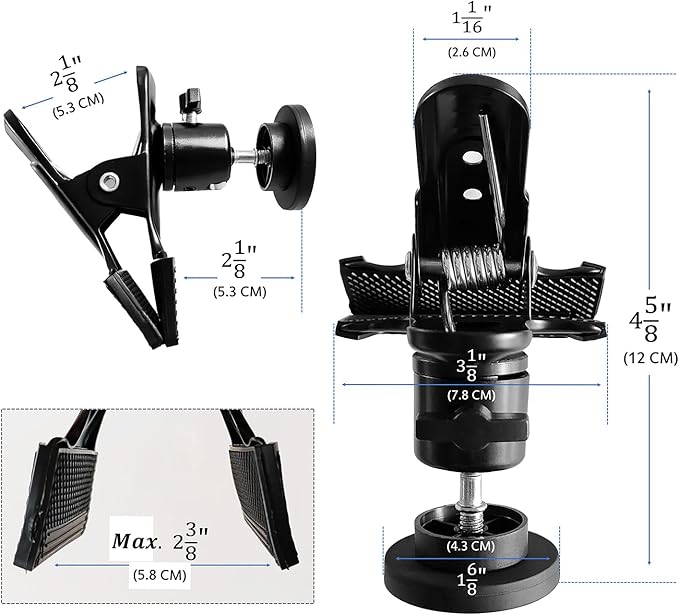 Heavy Duty Magnetic Clips with 2 Inch Opening, 360 Degree Rotating Magnets, 16 lb Strength for Artists, Whiteboards, Calendars, Garden