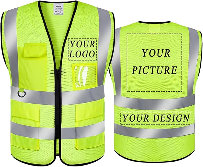 BeautyWill Custom Safety Vest Logo Class 2 High Visibility Reflevtive Vest Outdoor Protective Workwear