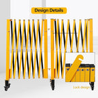 16FT Industrial Expandable Barricade Folding Security Gate with Wheels,Retractable Driveway Gate with Aluminum Fence and 270 Degrees Direction Adjustment(Yellow, 16FT)