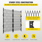 VEVOR Double Folding Security Gate, 61" H x 122" W Folding Door Gate, Steel Accordion Security Gate, Flexible Expanding Security Gate, 360° Rolling Barricade Gate, Scissor Gate or Door with Keys