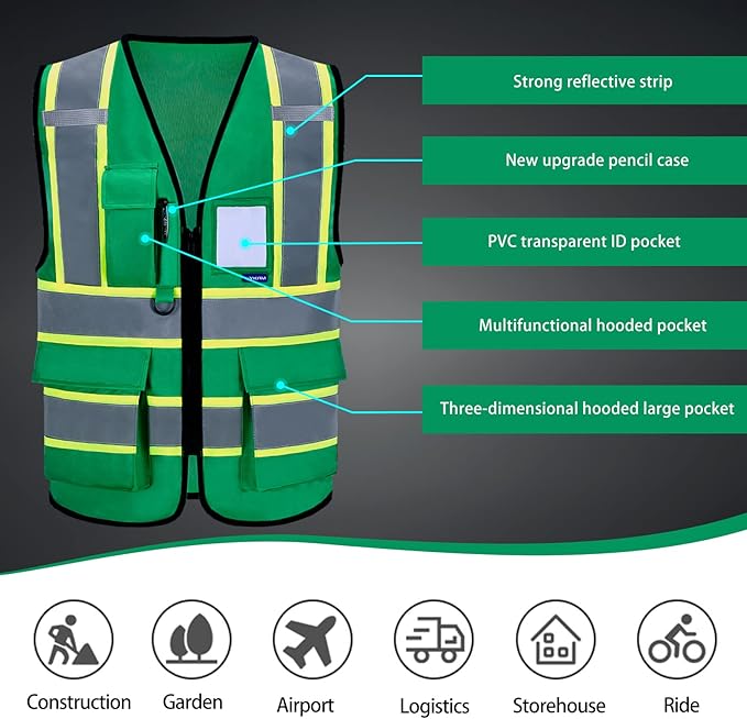 AYKRM Custom Logo Personalised Printed High Visibility Reflective 2 two tone work construction Safety Vest