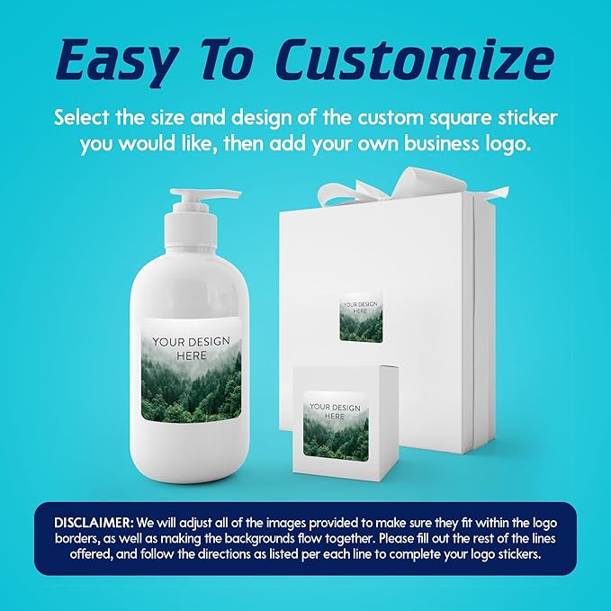 100 Custom Vinyl Stickers - Upload Your own Image, Text, Design, Logo - Personalized Logo Labels for Handmade, Packaging, Bottle, Jars, Candle, Brand Stickers (Foggy Valley, 6x6 Square)