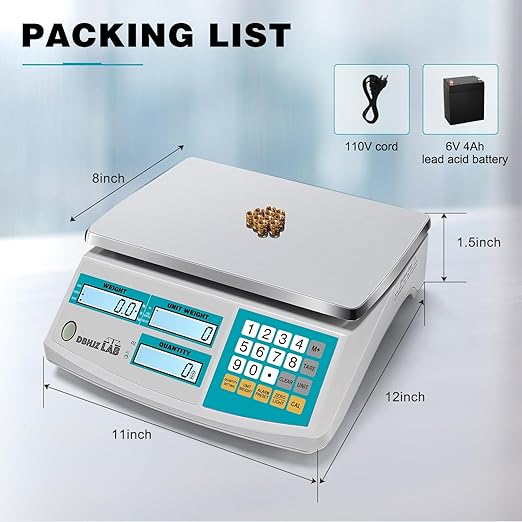 Industrial Counting Scale 30kg/66lb x 0.1g Digital Inventory Counting Scale High Precision Electronic Gram Scale with Battery DC/AC Power for Parts Jewelry Coins (g/kg/lb/oz)