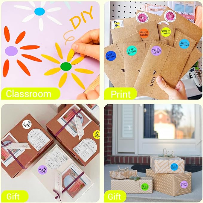 1 Inch Circle Dot Stickers 1000 PCS Color Coding Thermal Labels Dots Writable Printable Small Round Stickers for Office, Classroom, Inventory, Garage, Organizing Storage, Fluorescent Yellow