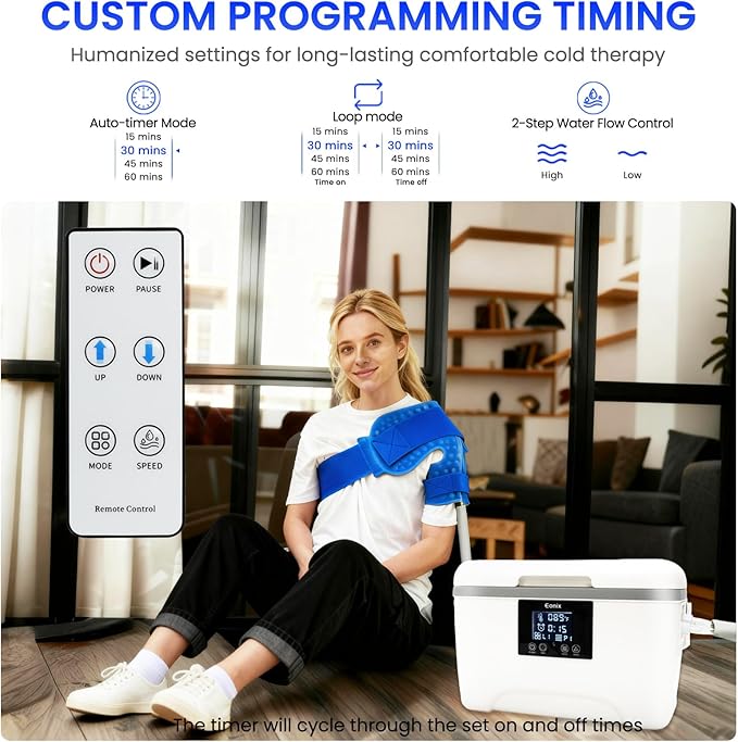 Cold Therapy Machine with Programmable Timer, Portable Ice Machine for Shoulder After Surgery,Shoulder Replacement Recovery System,Cryotherapy Pain Relief w/Compression Pad