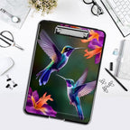 Clipboard with Storage,Office Supplies Nursing Clipboards Folder with Pen Holder Plastic Foldable Clip Board with Storage for Nurse Teacher,Hummingbird Flowers