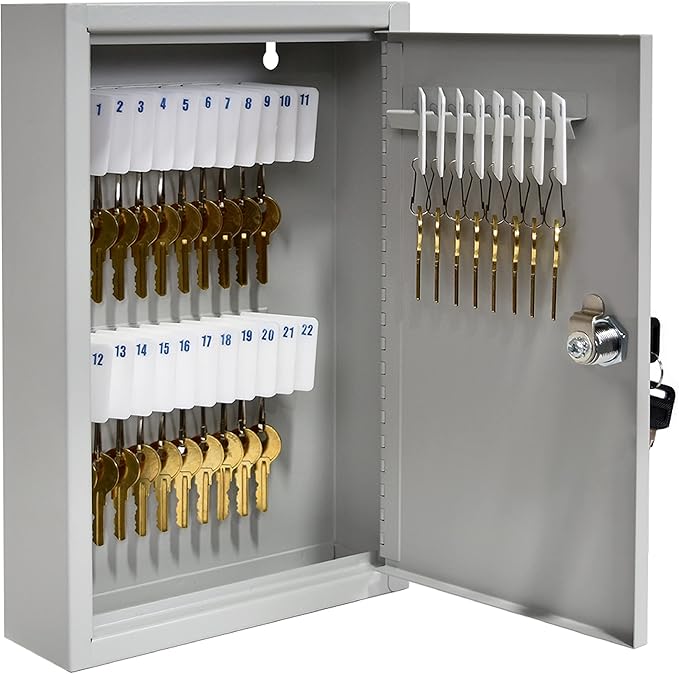 STEELMASTER by BankSupplies 30 Key Cabinet - Dual Lock Control Key Box - Welded 22 Gauge Steel Construction - Scratch Resistant - Write-On Key Tags for Easy Identification