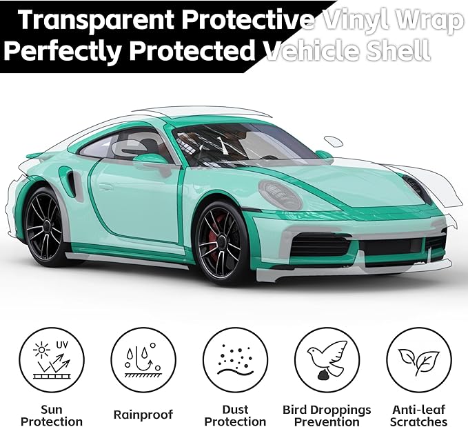 Lypumso Clear Vinyl Wrap Tape, Car Door Edge Guard Door Sill Protector, Transparent Paint Protection Film for Most Cars Rearview Mirror Handle Bumper Window Stair (Clear, 1ft x 10ft)