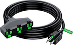 Maximm 12/3 Extension Cord 15 Feet, 12AWG, Black ETL Listed, 3 Prong Plug 3-Outlet SJTW Heavy Duty Indoor, Weather Resistant - Power Cord for Garden, Lawn, Appliances, 15ft