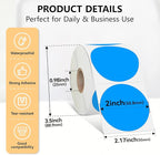 2 inch Dot Stickers Labels Circle Garage Sale Sticker 750Pcs Round Thermal Printer Stickers Printable Writable Price Labels for Yard Sale, Fluorescent Blue