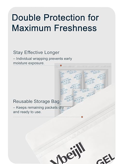 2 Gram (100 Pack) Color-Indicating Silica Gel Packets, Each 5 Pack Individually Sealed, Food Grade Desiccant - Rechargeable Moisture Absorbers for Food Storage, Electronics, 3D Filament & Safes