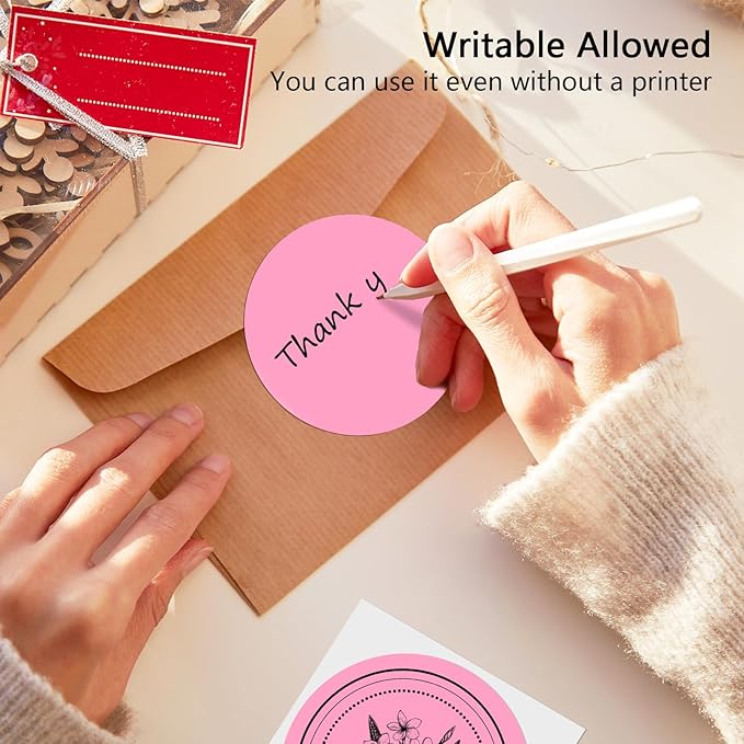 3 X 3 Inch Round Thermal Labels Circle Color Coding Labels Printable Waterproof 500PCS Round Stickers Adhesive Writable for Office, Home, Garage, DIY Sticker, Barcodes, Name Tag, Pink