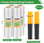 4 Rolls Stretch Wrap 15"x1000 Feet Stretch Film Shrink Wrap Packing Moving Suppliers for Shipping Moving Suppliers Packing Pallet Wrapping Surface Protection 60 Gauge (4 Rolls)