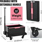 TRULYWIN Foldable Utility Cart with Wheels - Rolling Crate with Wheels, Multi-Function Platform Dolly (132 lbs Capacity) - Flat Tablet Platform & Adjustable Handle for Home,Garden & Travel Utility