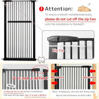 Lumizone Extra Tall Pet Gate 55.12" High Pressure Mounted 63.39"-67.90" Extra Wide (9 Sizes) 1.37" Gap for Cat Dog Stairs Doorway Hallway No Drilling Auto-Close (63.39"-67.90" W, Black)